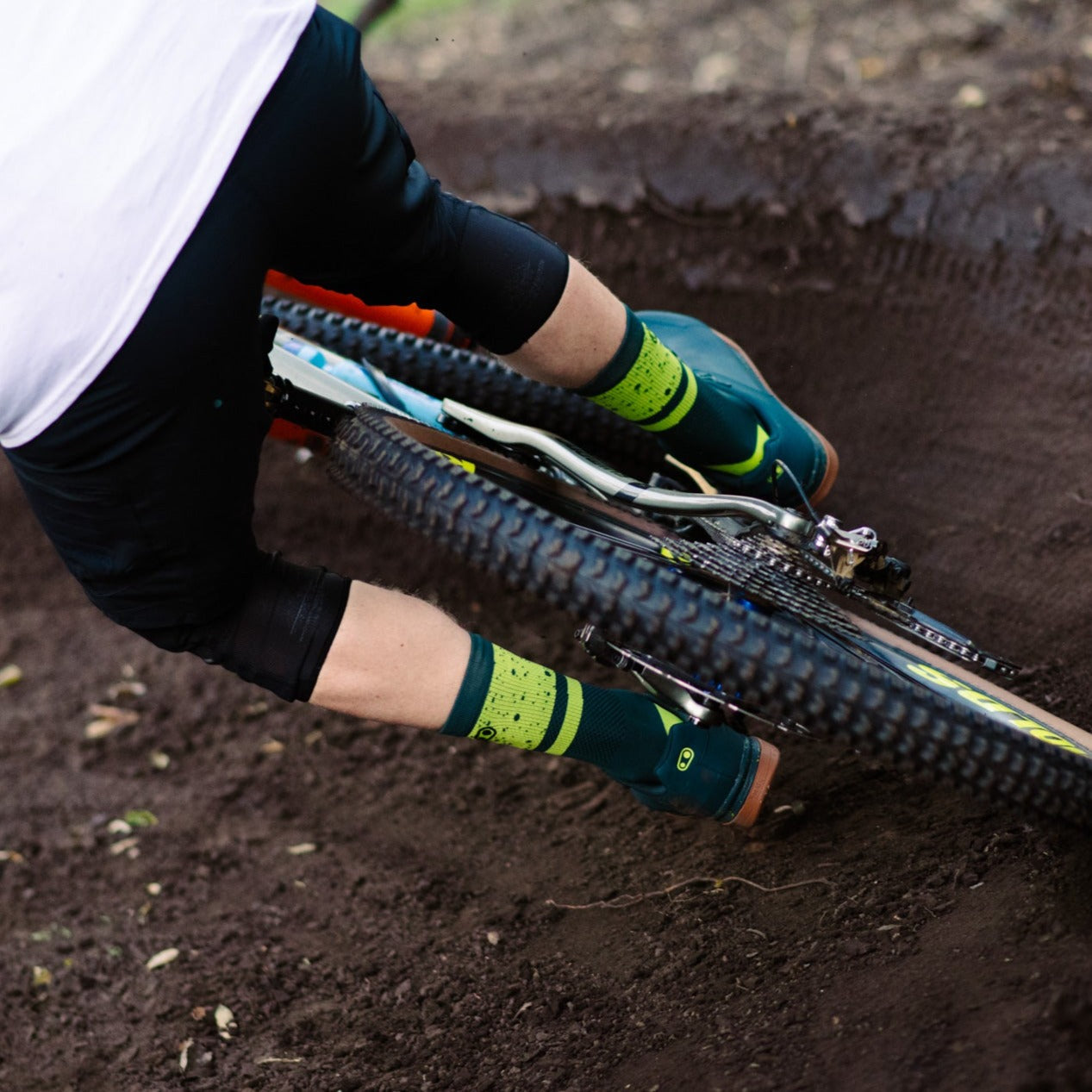 Icon MTB Socks - Petrol/Lime Splatter